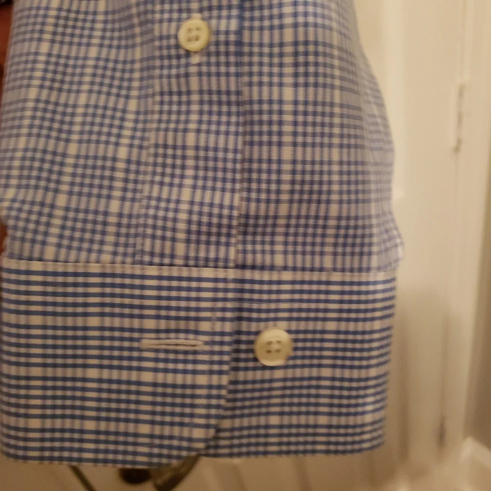 Brooks Brothers 346 Men's Blue & White Check Cotton Casual Shirt XL XLarge - Picture 3 of 6